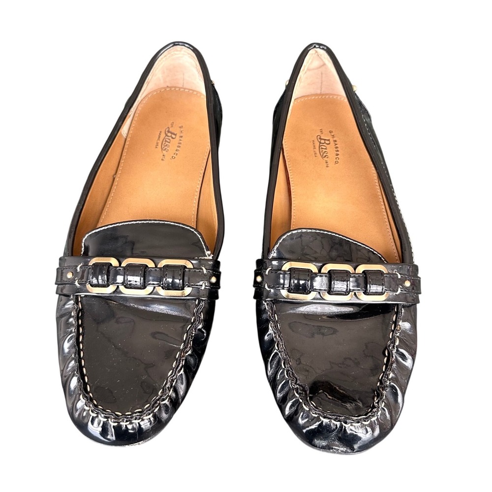 G.H. Bass & Co. Women's Betsy Patent Leather‎ Loafers Size 9 Black Flat Shoes